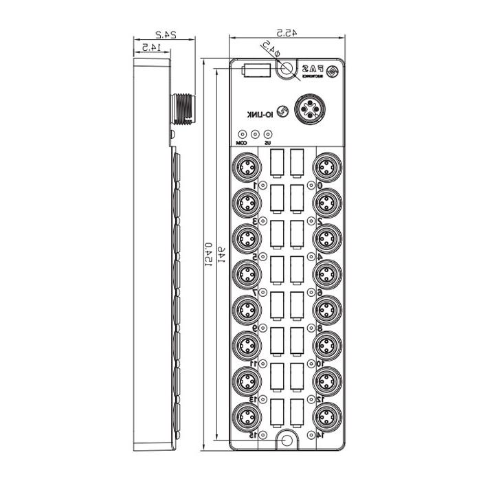 M8 interface, IO-Link Hub, 16DI, PNP, 00B316