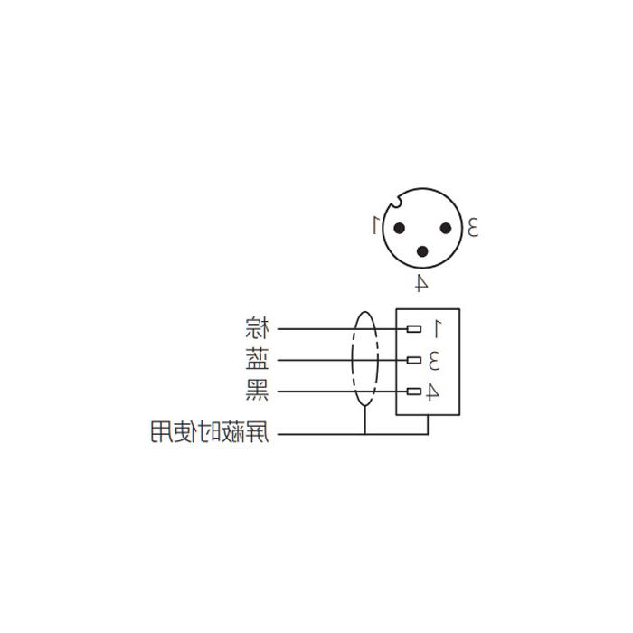 M12 3Pin, male straight, single-end precast cable, PUR material, orange sheath, 64T613-XXX 