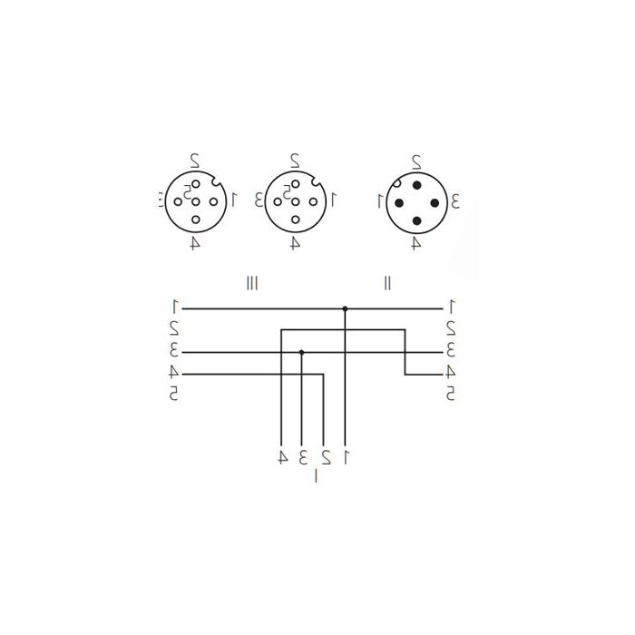 M12 4Pin male /2M12 3Pin female, Y-type precast slag resistant PUR flexible cable, orange sheath, 64T163-XXX