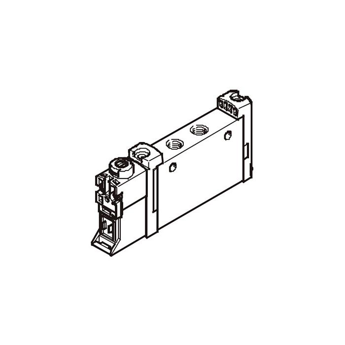 Tubular valve G1/4, two-position five-way valve, single electronic control, internal pilot, gas reset/mechanical spring reset, valve width 18 mm, FV-L18-M52-RT-G14, 574428